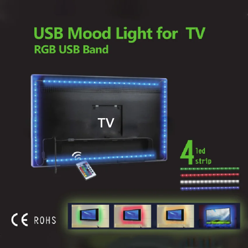 DC 5 В USB светодиодный с 5050 водонепроницаемый RGB светодиодный светильник 1 м 2 м 3 м RF 24 ключ дистанционного управления подходит для ТВ скейтборд велосипед ligh