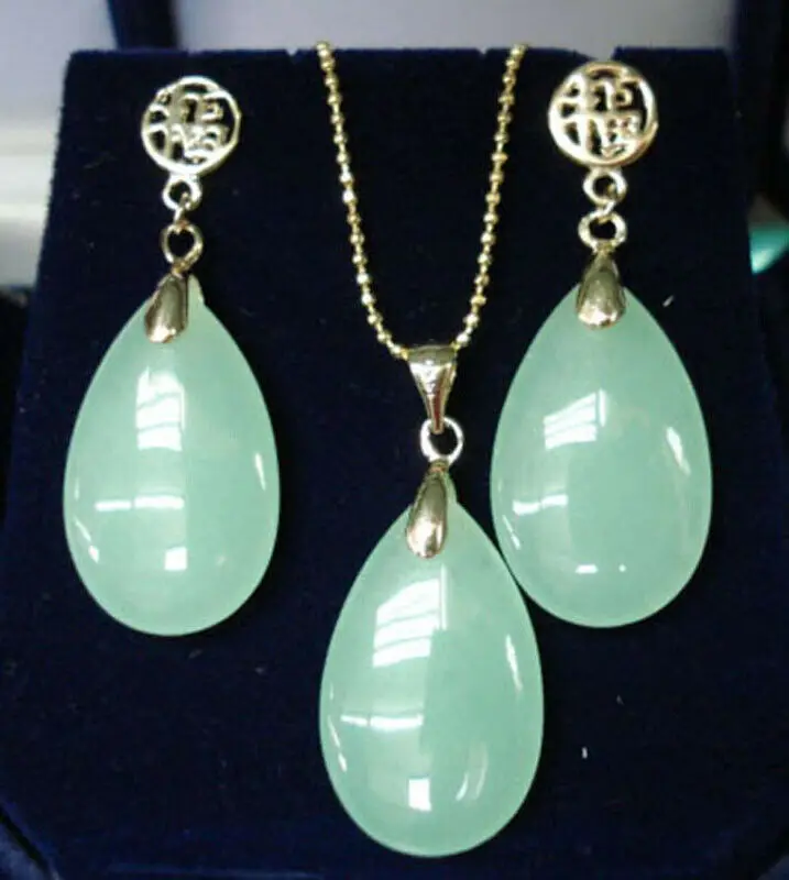 

Jewelry Set Women Jade Pendant Necklace Earrings Jewelry Sets