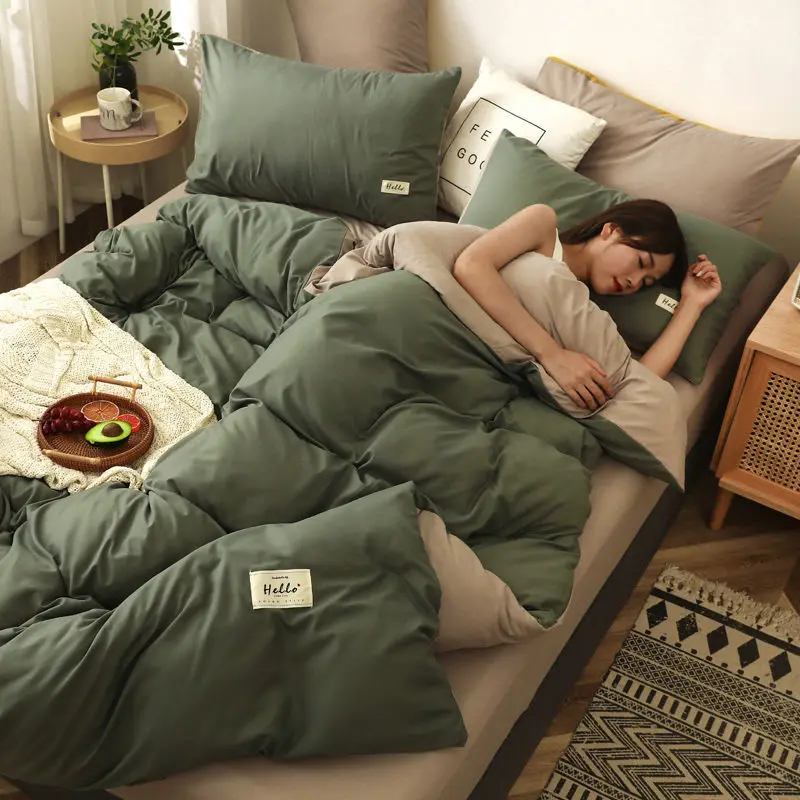 

Skin-friendly brushed solid color one-piece quilt cover Simple Nordic style, no ball, no fading 1 piece quilt cover