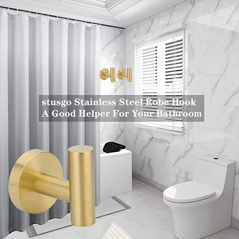 

2 Pcs Gold Hooks for Wall Modern Towel Hook Coat Robe Hooks Brass Towel Hook Bathroom Towel Hooks Brushed Nickel