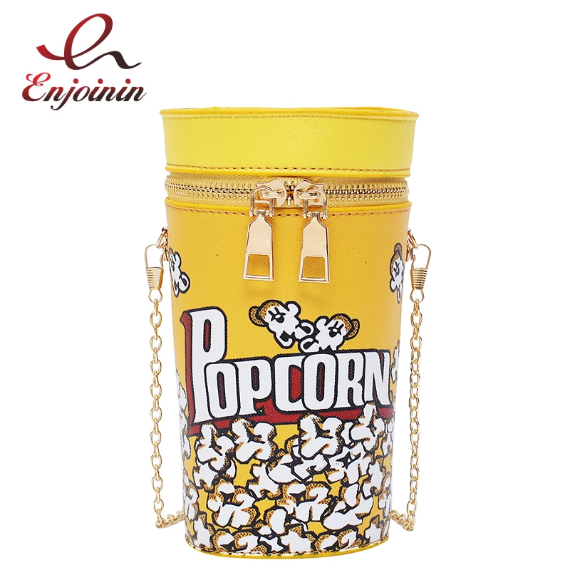 Yellow Popcorn Pattern Fashion Pu Leather Young Girl's Chain Bag Purses and Handbags Shoulder Women Casual Tote Pouch | Багаж и сумки