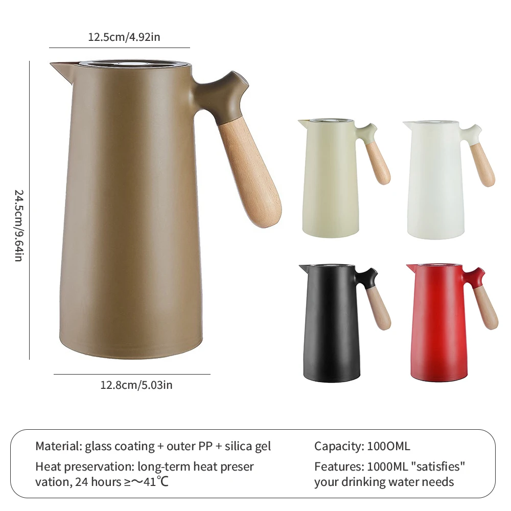 

Nordic Thermos Large Capacity Thermos Vacuum Water Bottle Water Bottle Household Insulation Pot With Wooden Handle Kitchen Tools