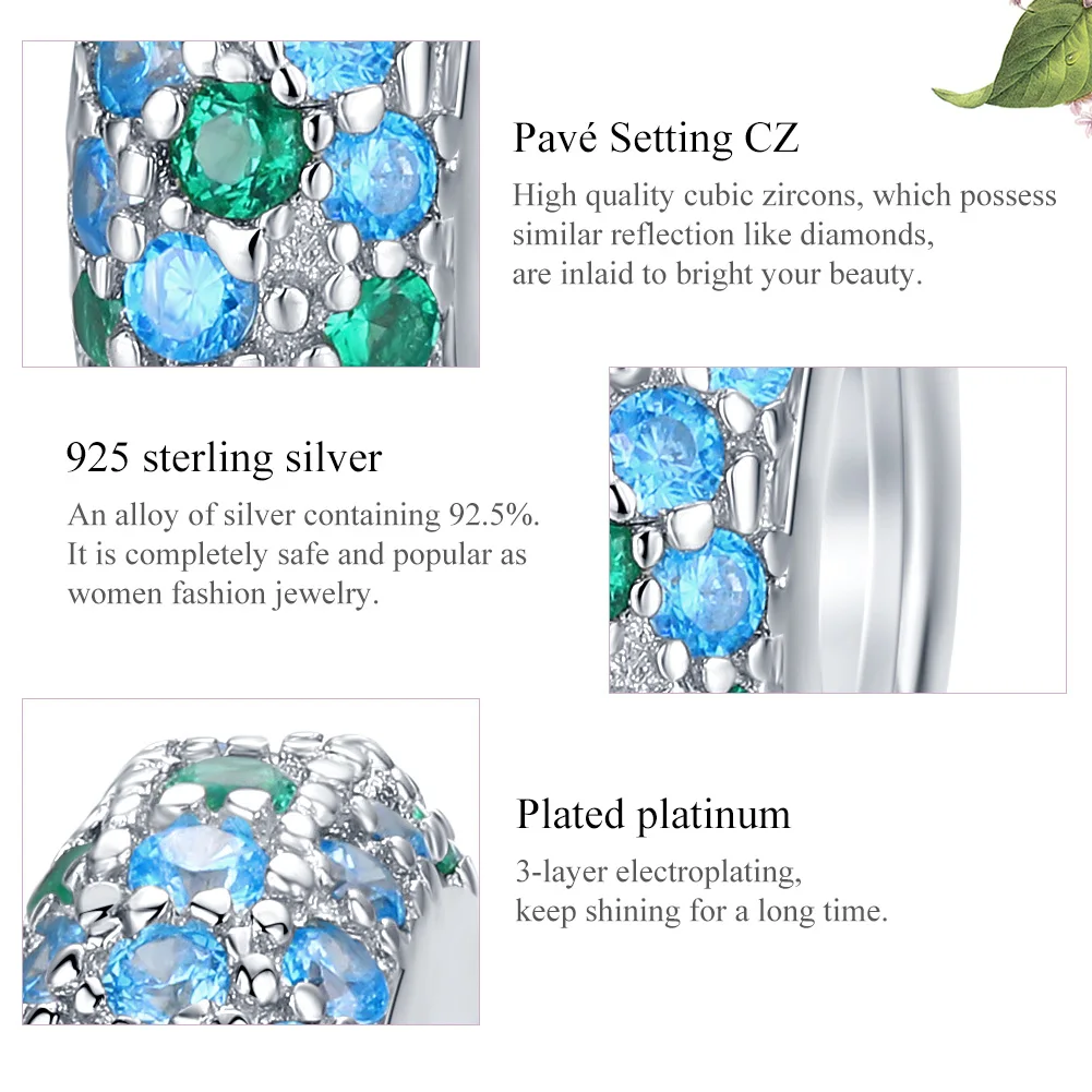 

Zircon Beads BISAER 925 Sterling Silver Droplet Water Drop Charms Beads fit DIY Bracelets Silver 925 Jewelry EFC119