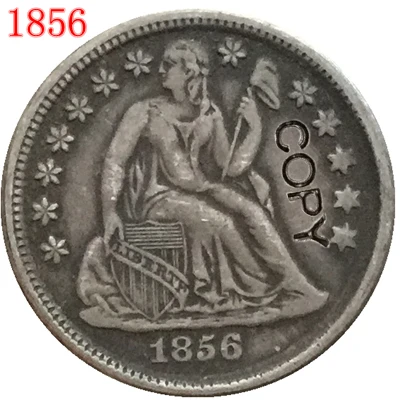 

США 1856 P, о десятицентовая монета с изображением сидящей свободы копии монет