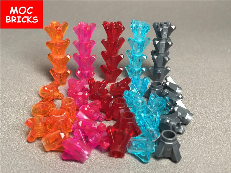 10 шт./лот MOC кирпичи Trans light Rock 1x1 кристалл 4 точки драгоценность подходит для 11127 DIY
