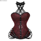 Корсет женский со стальными косточками, пикантный модный бюстье с принтом в стиле стимпанк, готический моделирующий корсет, 11 цветов, черный, красный, для вечеринки