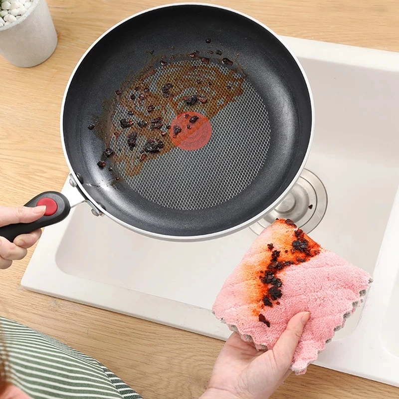 Салфетка из кораллового флиса для мытья посуды двухцветное супервпитывающее