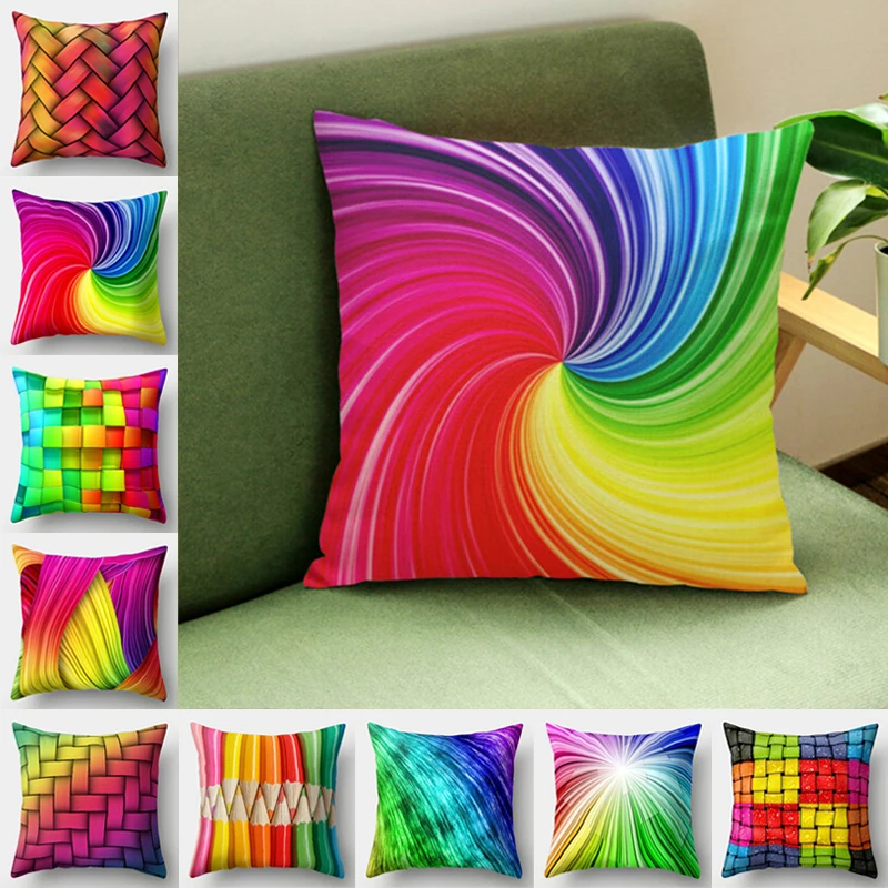 Colorful Pillowcase Creativity Crayon Cushion Cover Fox Printed Peachskin Soft Fur Pillow Covers Home Sofa Car Decor