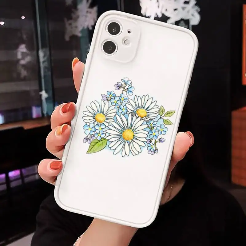 

Flower daisy Phone Case Matte Transparent for iPhone 7 8 11 12 s mini pro X XS XR MAX Plus cover funda