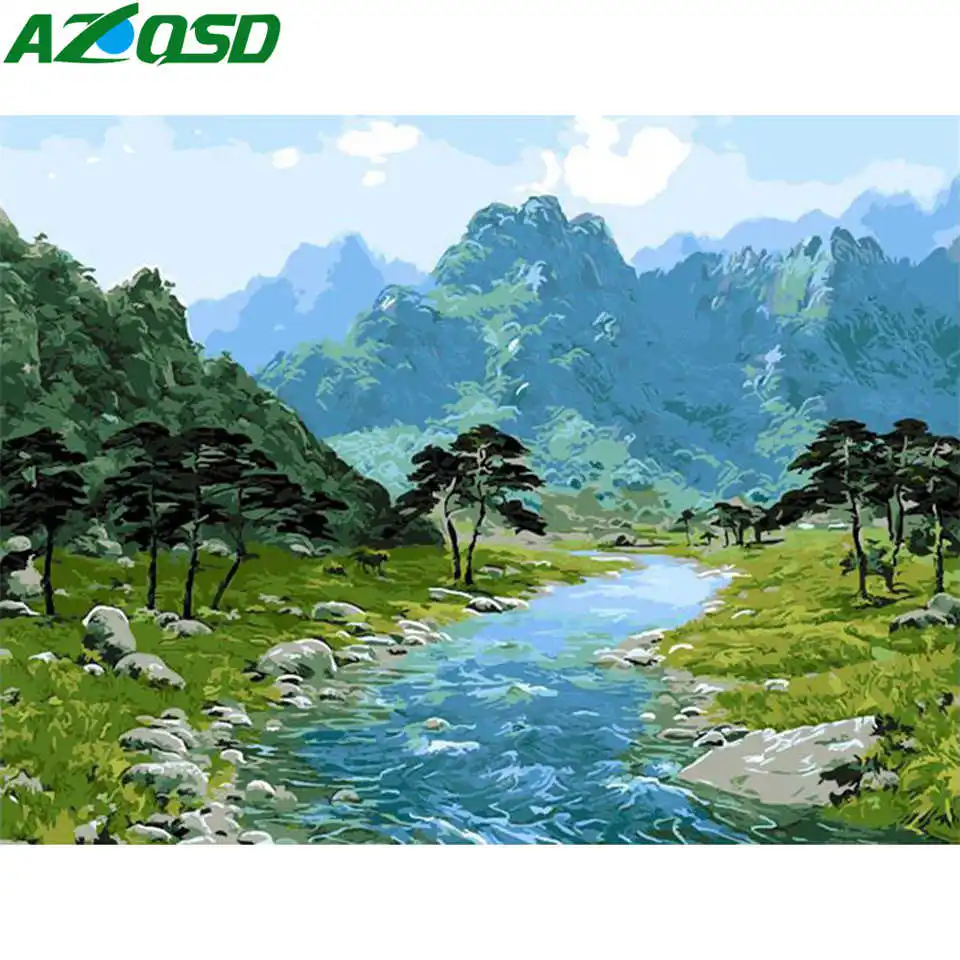 Картина AZQSD по номерам горные наборы Рисование холст картины картина маслом