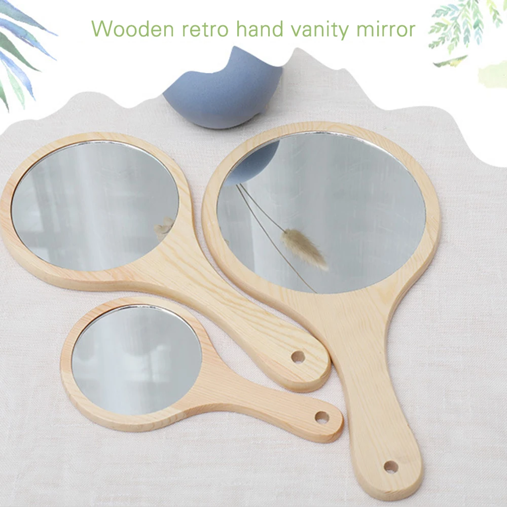 Зеркало из натурального дерева портативное винтажное компактное зеркало для