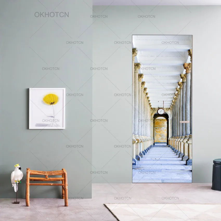 Водонепроницаемые дверные наклейки с принтом европейский стиль крыльцо церковь