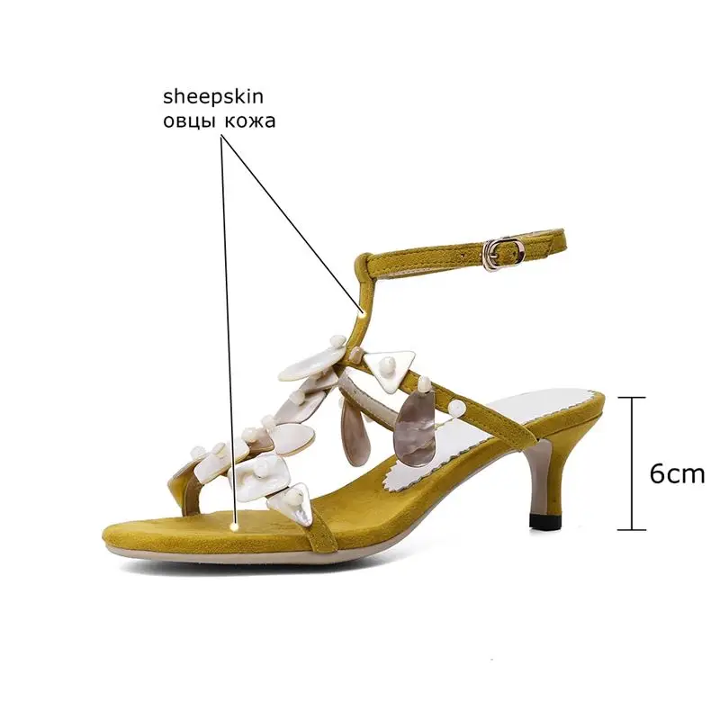 

ALLBITEFO Bohemian style sandals sheepskin genuine leather women sandals summer shoes cool fashion sexy high heel shoes