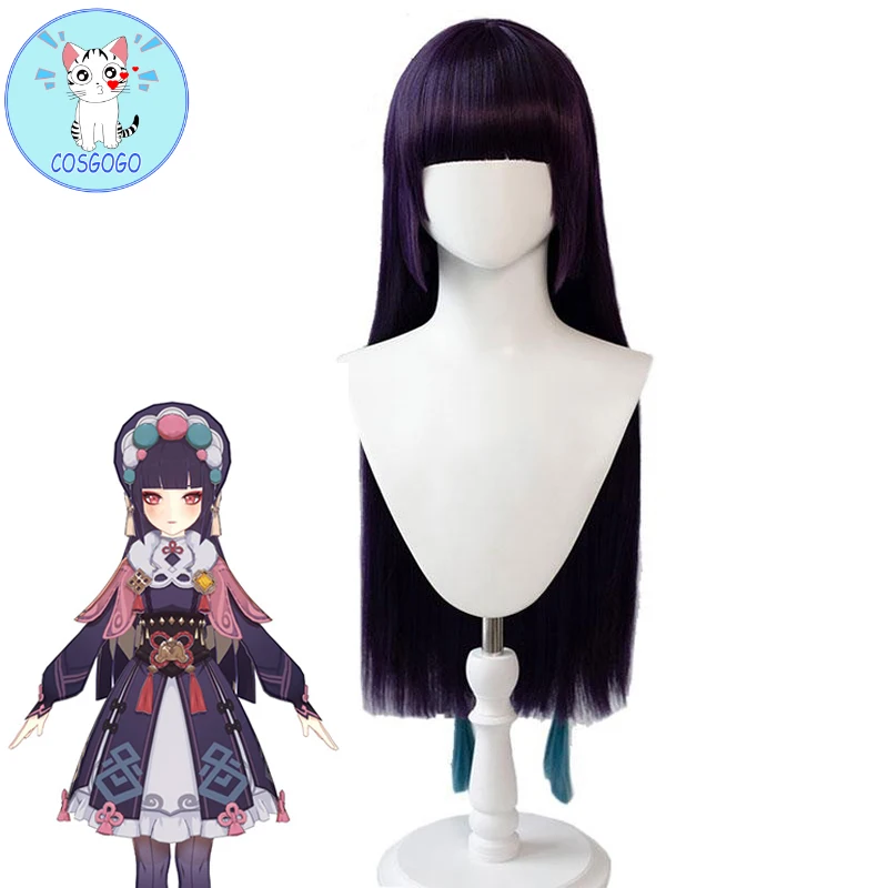 

Парик для косплея по мотивам игры Genshin Impact Yunjin, фиолетовый женский парик, головной убор, длинный парик, термостойкие синтетические волосы