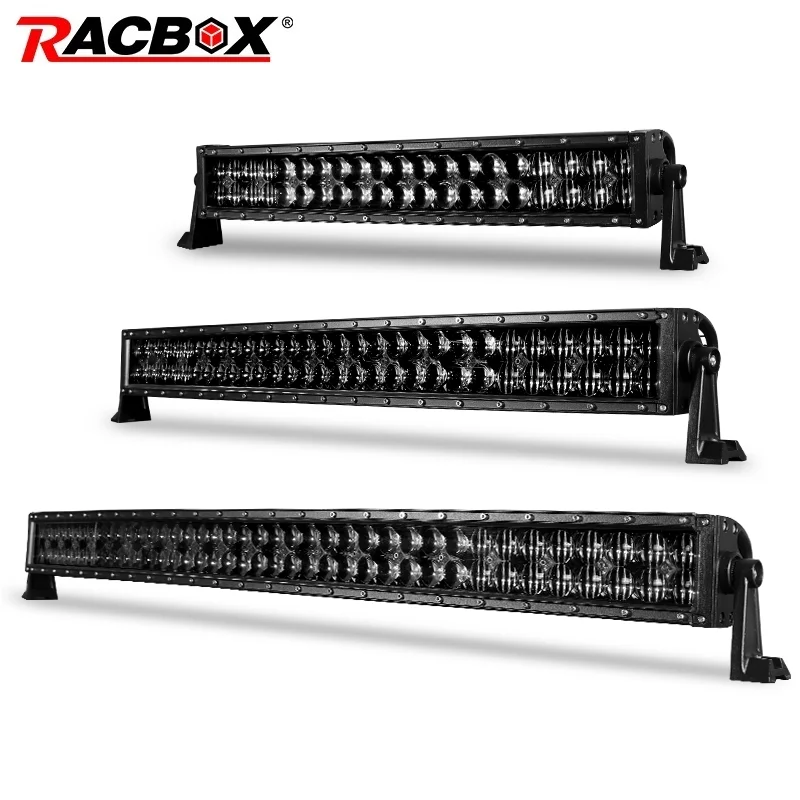 Изогнутая светодиодсветильник балка RACBOX 22 32 42 дюйма двухрядная черная 5D линза с