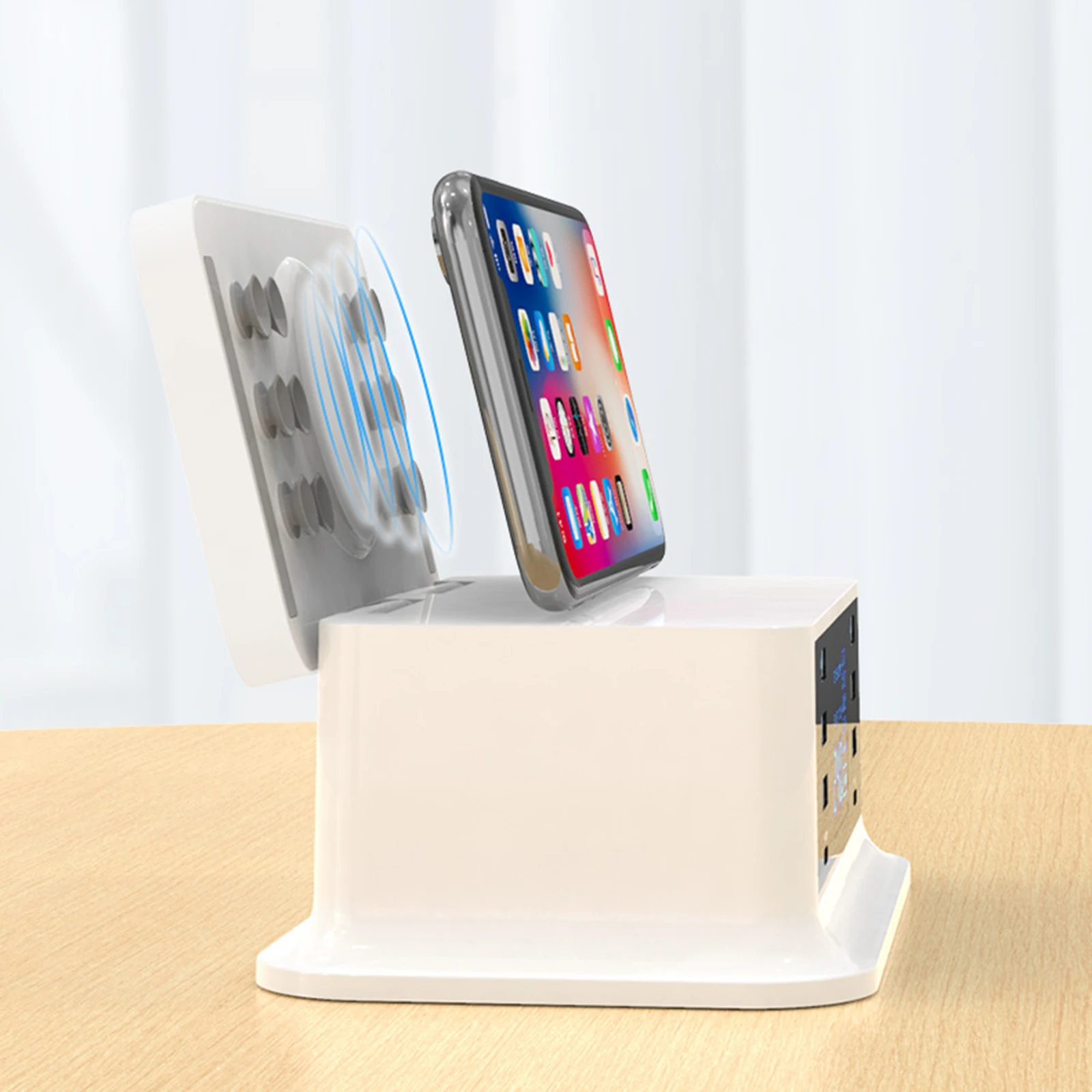 

Universal Intelligent USB Charger 8 Output Ports PD65w Wireless USB Fast Charging Converter Screen Display USB Charging Adapter