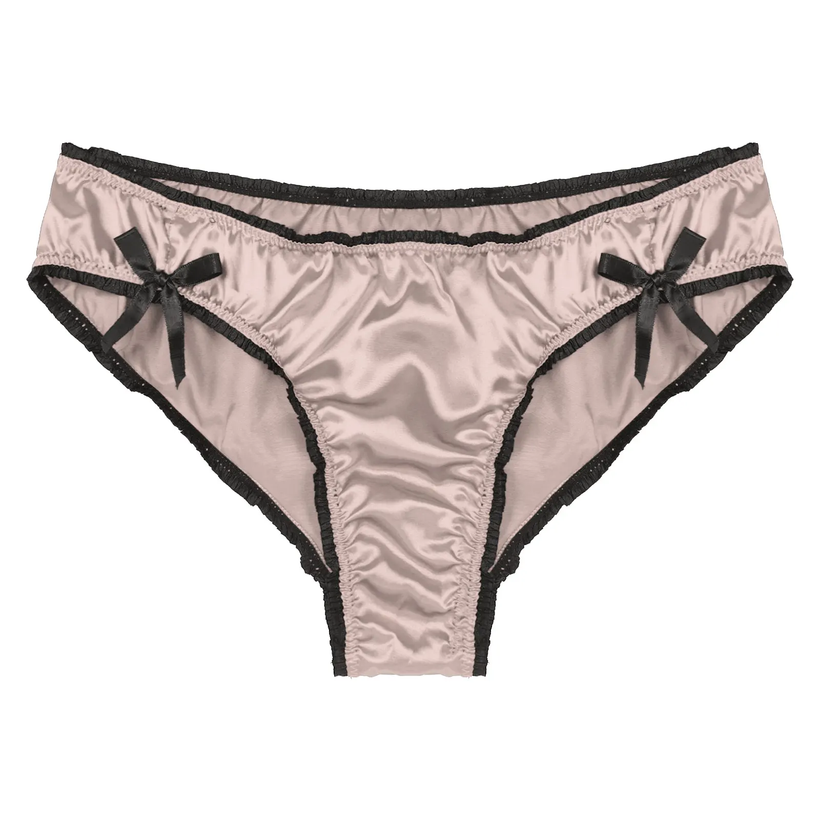 

Men's Solid Color Panties Frilly Low Waist Satin Briefs Sissy Male Gay Underwear Nightwear Bowknot Elastic Waistband Underpants