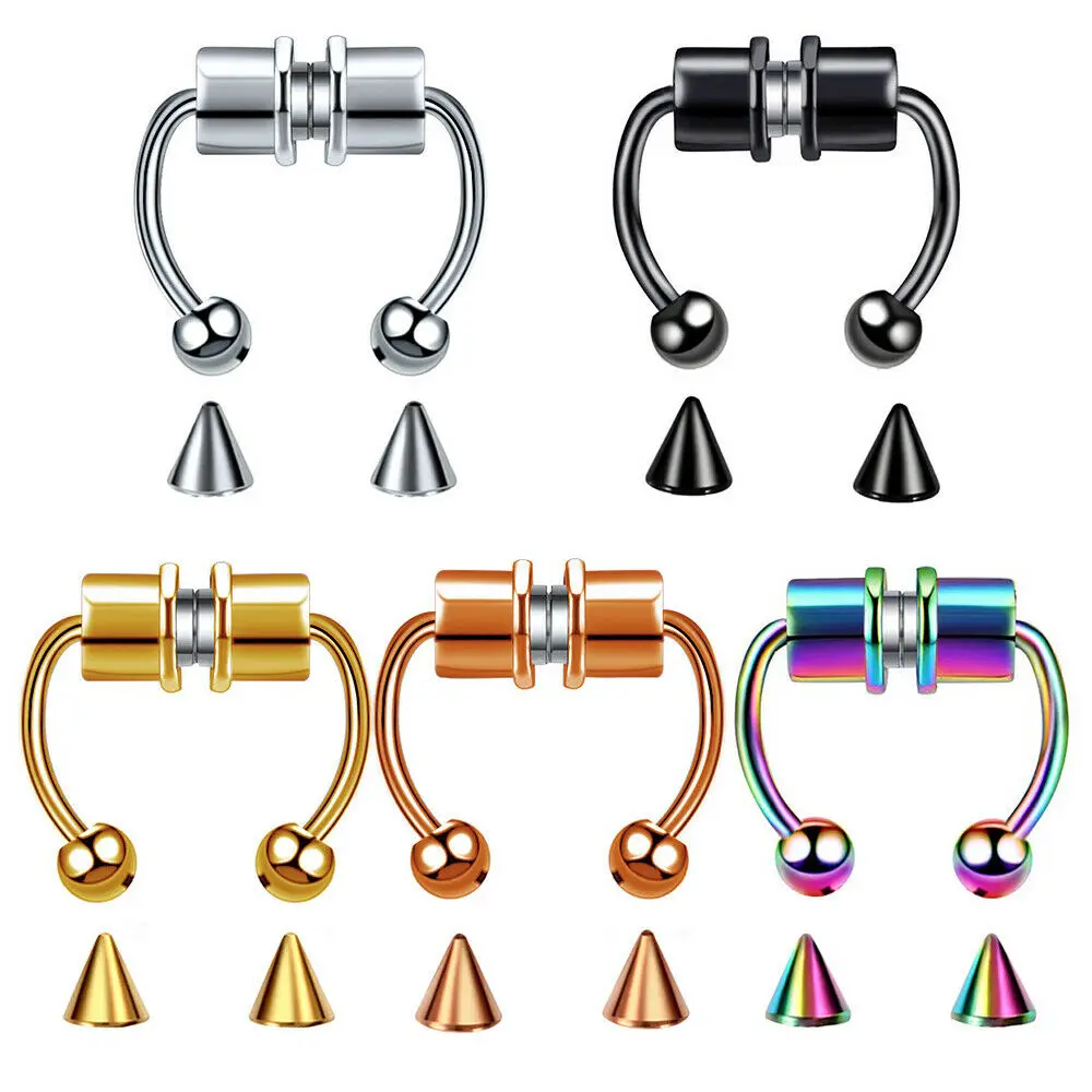 

Fashion Nose Ring With Rhinestone Fake Magnetic Horseshoe Non Piercing Hoop Clear Rhinestone Lip Ear