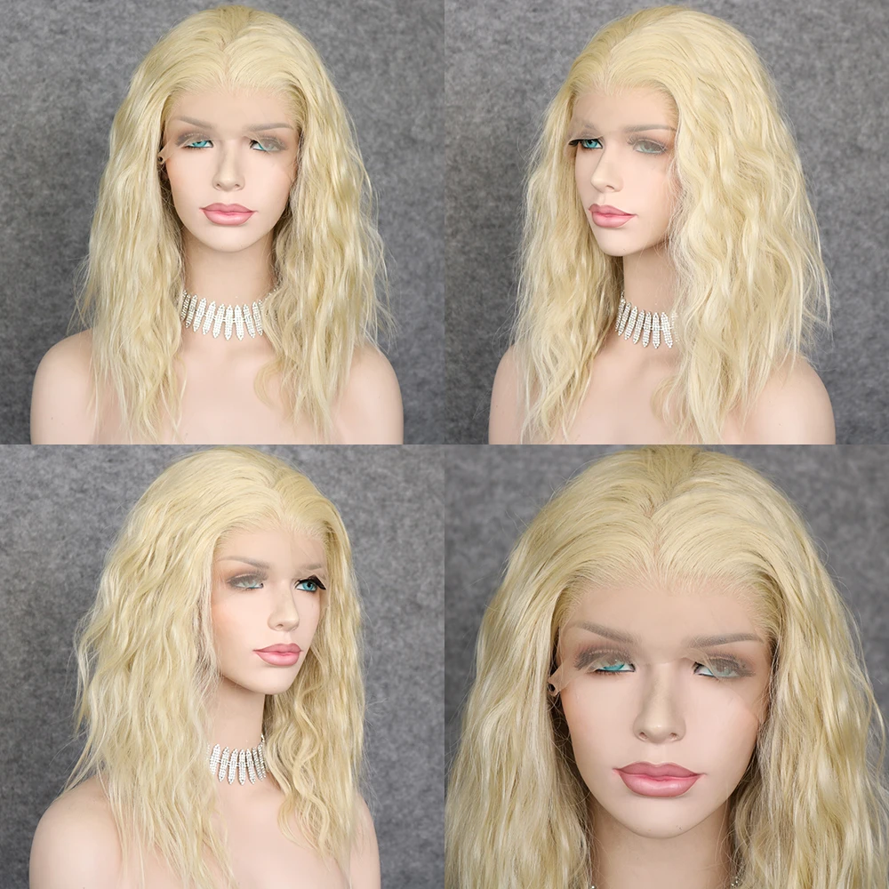 Lvcheryl 13x6 синтетические кружевные передние парики Короткие Свободные Вьющиеся 613 #