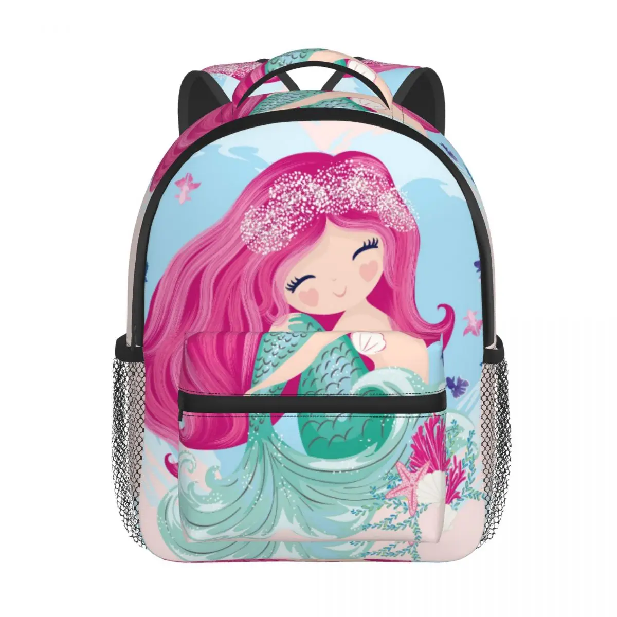 2022 Children Backpack Toddler Kids School Bag Little Cute Mermaid With Fishes And Seashells Kindergarten Bag for Girl Boys