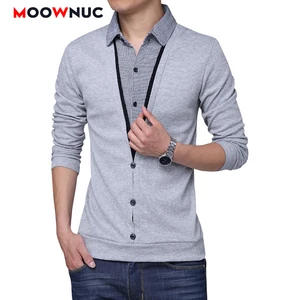 Мужские 2020 летние лоскутные деловые повседневные Модные Джерси, хлопковые футболки MOOWNUC, классические мужские бриджи с длинными рукавами