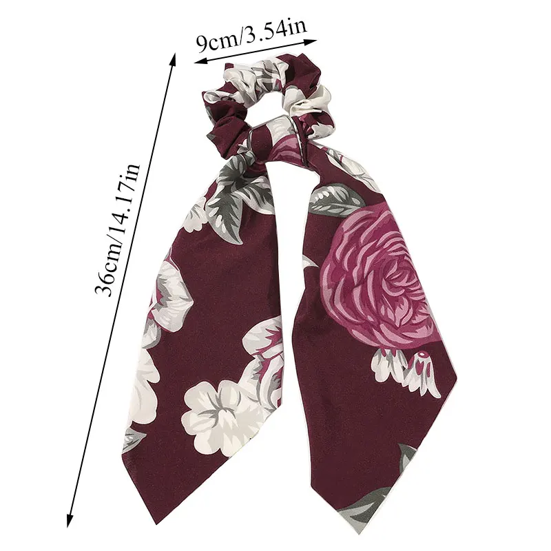 

Streamers Scrunchies Women Long Ribbon Rubber Bands Flower Printed Hair Ties Elastic Hair Bands Girls Ponytail Hair Accessories