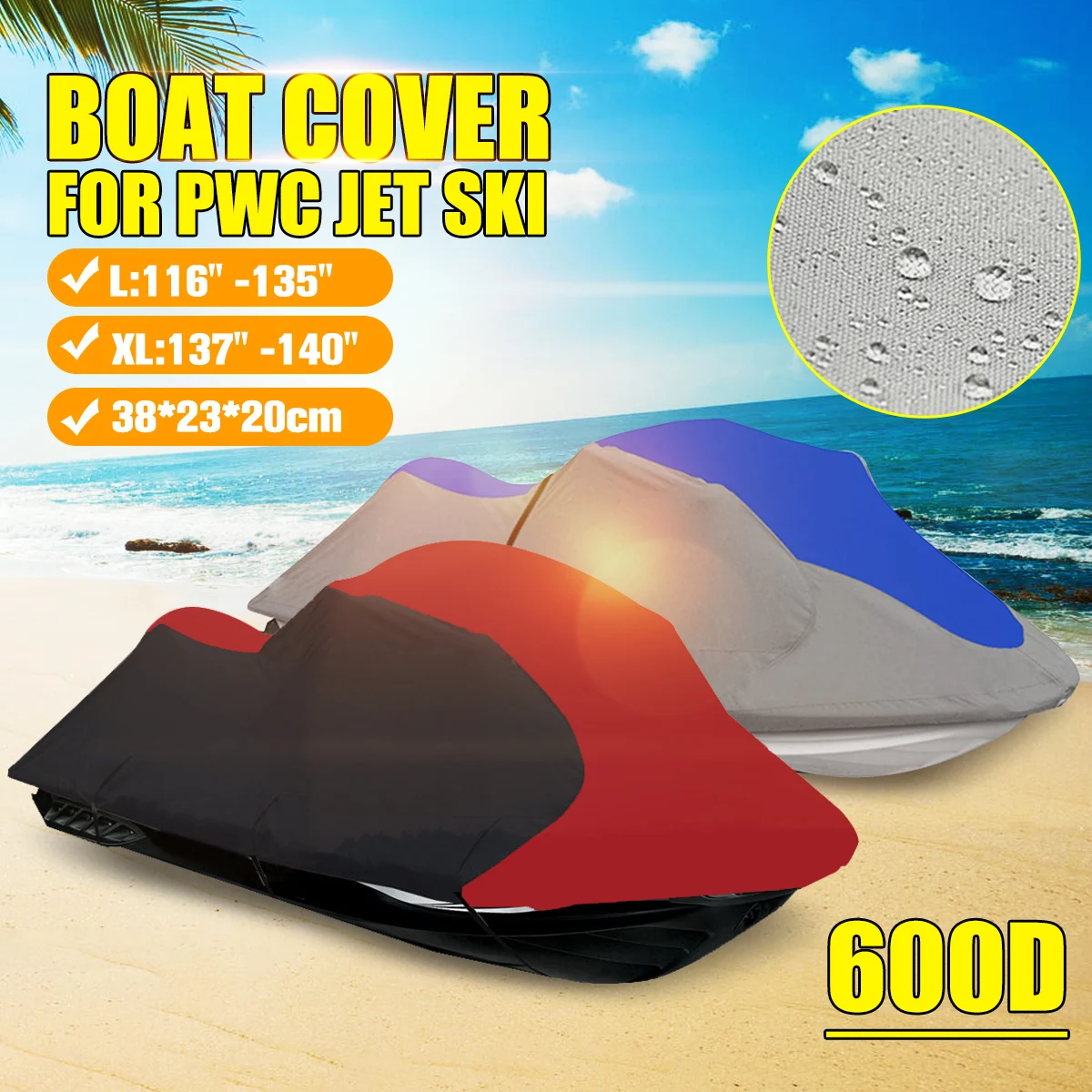 Универсальный окрашенный водонепроницаемый чехол для лодки полиэстер 600D 3