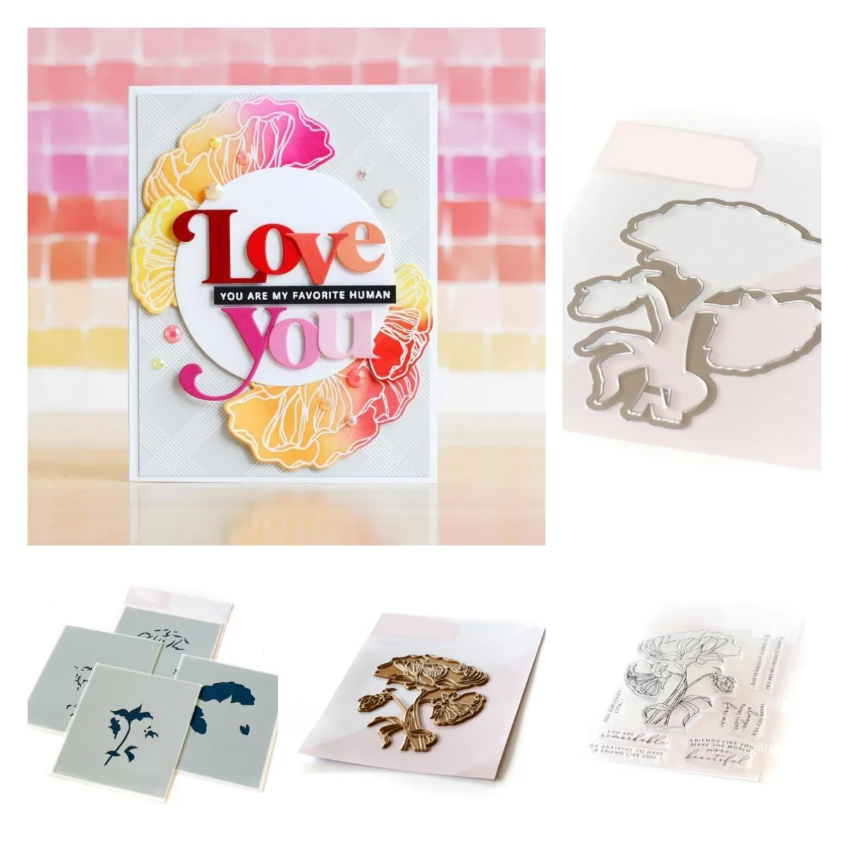 

FloFlower Plant Metal Cutting Dies and Silicone Stamps Stencil for Scrapbooking Album Decoration Craft for DIY Greeting Card