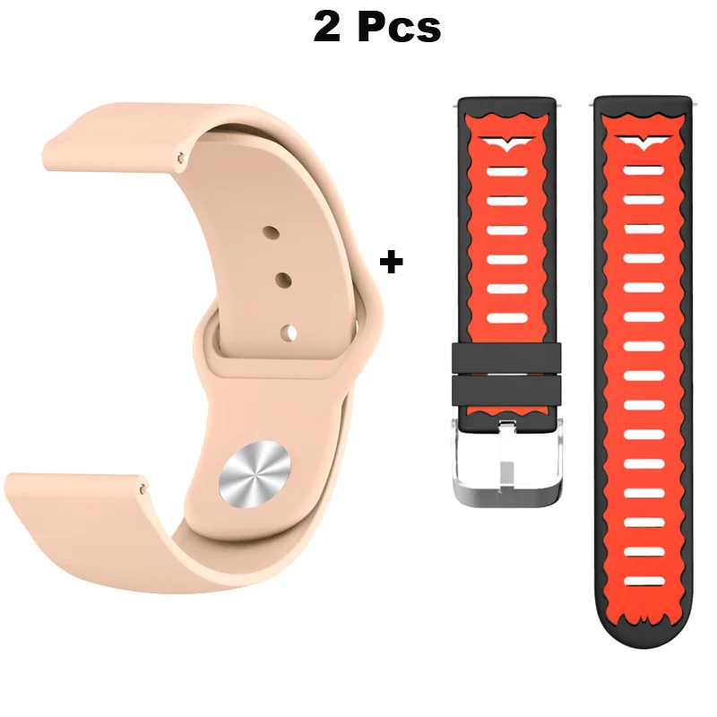 Браслет 22 мм для Xiaomi Huami Amazfit GTR 47 мм Pace Stratos 2 ремешок для часов samsung gear S3 Galaxy 46 мм ремешок для часов Correa - Цвет: Pink-Black Red