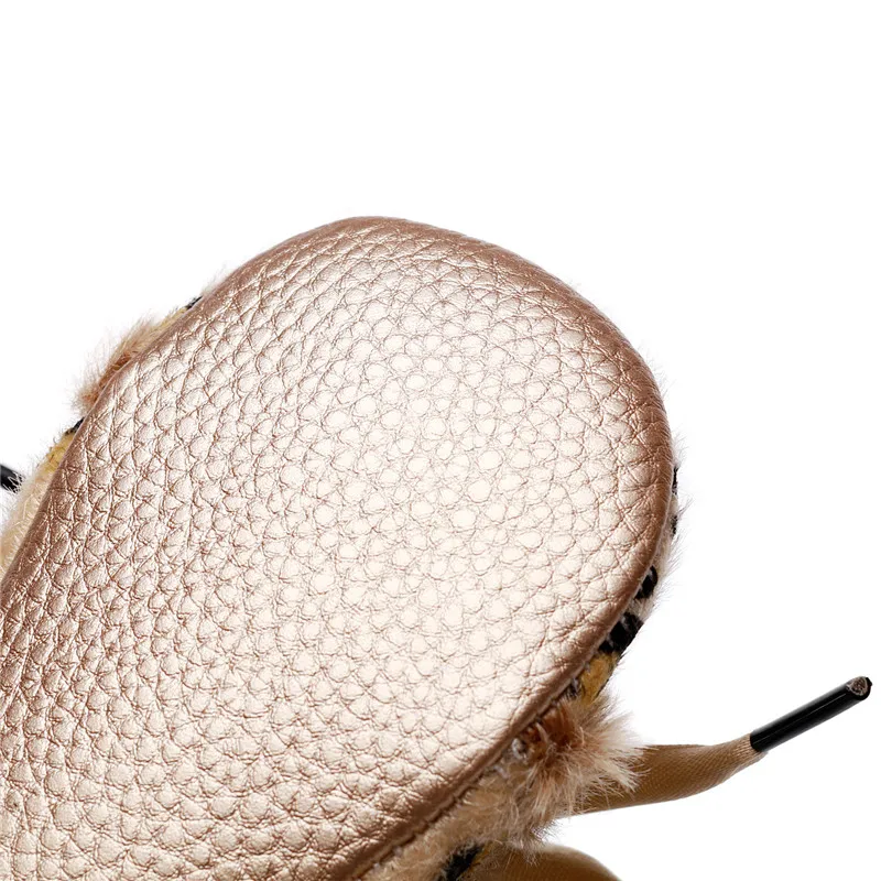 

Winter Baby Lace-up Cotton Shoes PU Soft Sole Toddler Shoes Plush Leopard Princess Girls Boys First Walkers