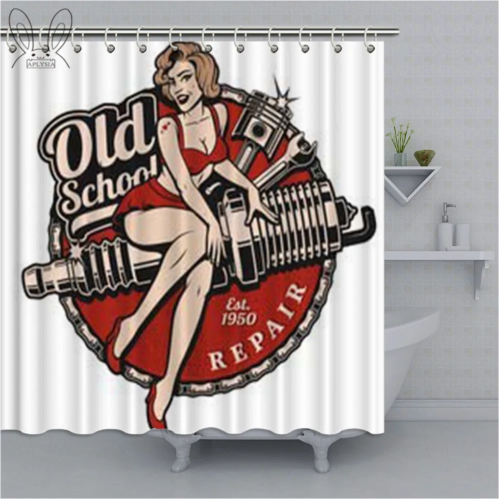 Персонализированная занавеска для душа Pin-up Girl s водонепроницаемая из полиэстера