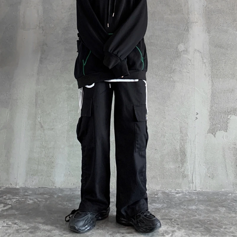 

2021Streetwear Men's Multi Pockets Cargo Harem Pants Hip Hop Casual Male Track Pants Joggers Trousers Cotton Harajuku Men Pants