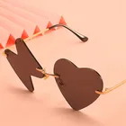 Модные солнцезащитные очки в форме сердца и молнии для женщин, новинка 2020, модные солнцезащитные очки без оправы в океанической пленке, индивидуальные прозрачные линзы, очки UV400