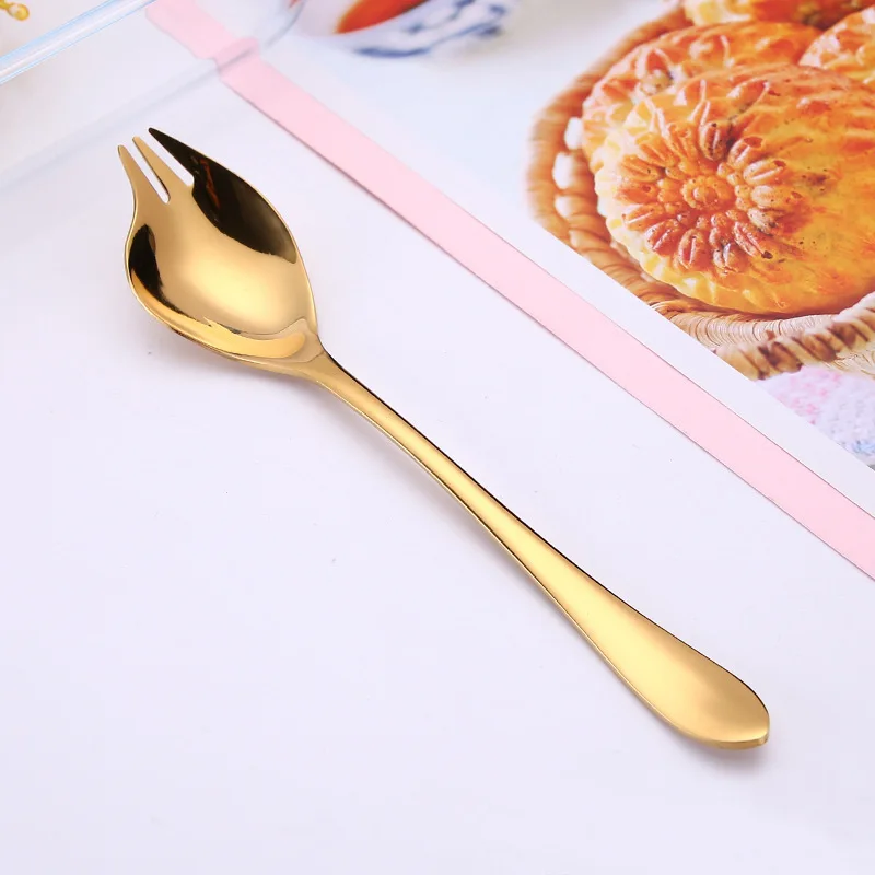 

Stainless Steel Salad Fork Creative Western Food Fork Fruit Fork Pasta Integrated Fork Spoon Multi-purpose Tableware Household