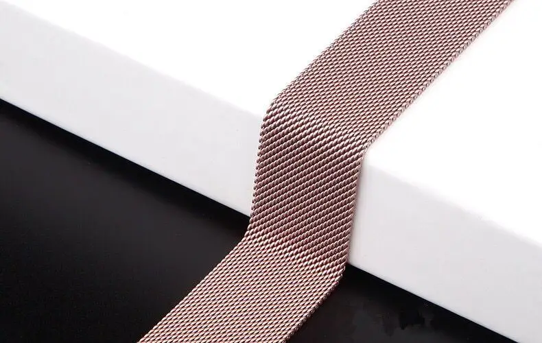pink gold 42 мм 38 мм Миланская Петля из нержавеющей стали для Apple Watch Band 5 4 40 мм 44 мм металлический сетчатый ремешок для iWatch 3 2 1 - Цвет ремешка: pink gold