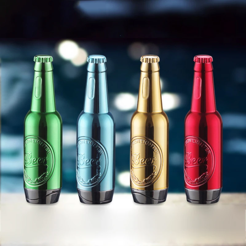 100 шт./лот мини Бутановая Зажигалка креативная в форме пивной бутылки зажигалки