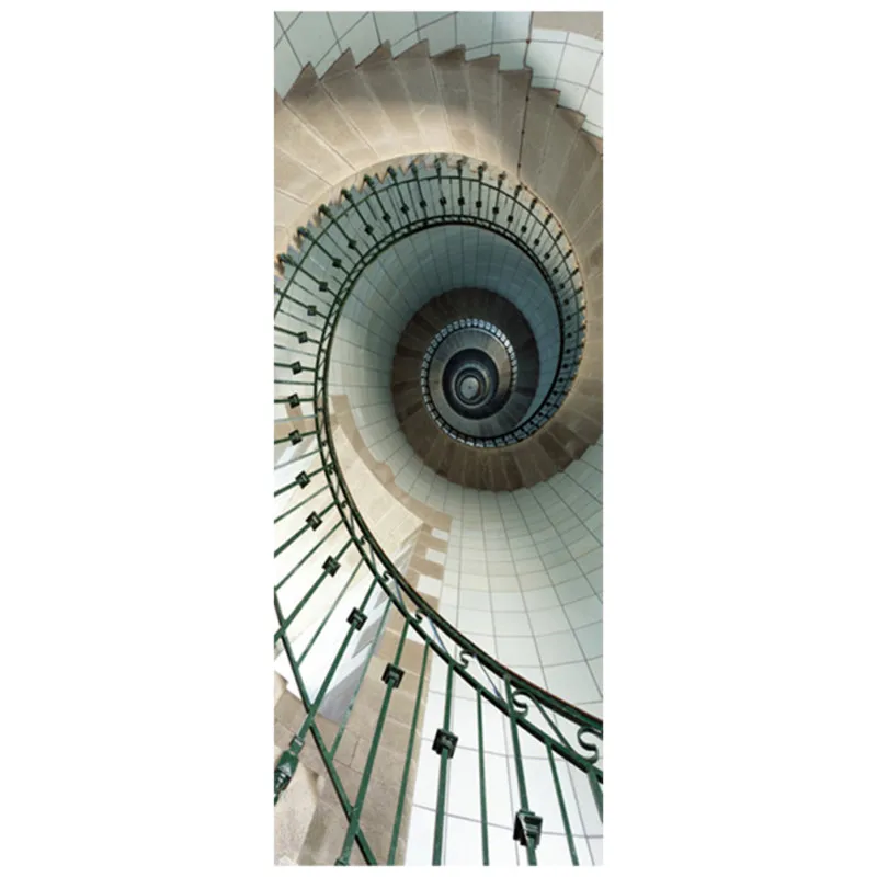 Искусственные 3d наклейки на лестницу и дверь 77*200 см винтовая лестница настенное