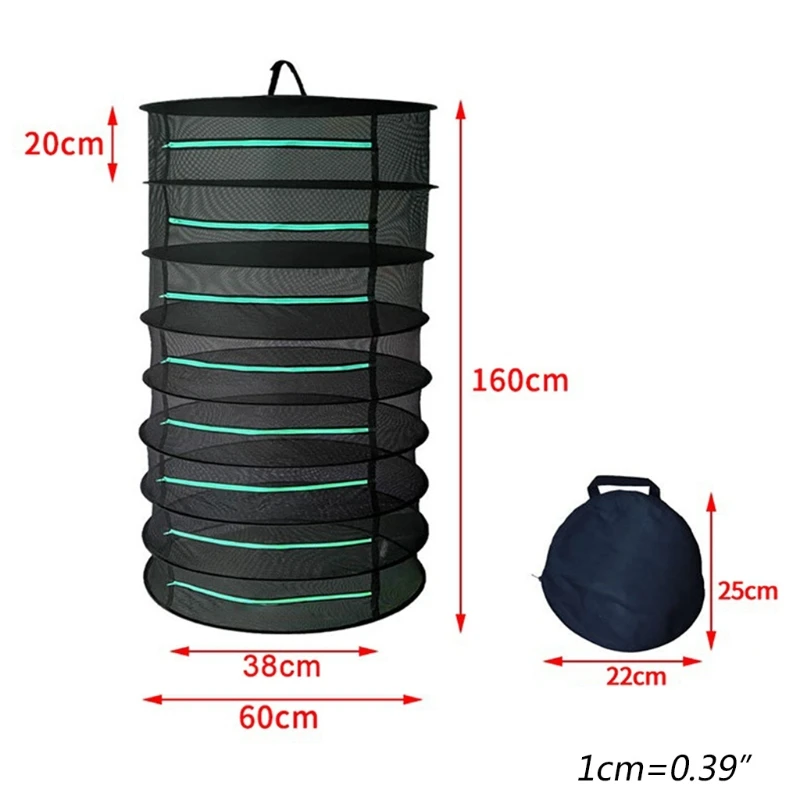

Multi-Layer Herb Hanging Drying Rack Fishing Net with Zipper Herb Dryer Mesh Tray Hanger for Flowers Buds Planting