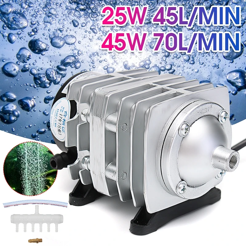 

45L/min 25W Electromagnetic Air Compressor Aquarium Oxygen Pool Aerator Tank Air Pump Fish Tank Oxygen Pool Air Pump Aerator