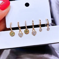 sipengjel 6 pcs fashion cute smile face heart pendant hoop earrings set for women fine small hoop earrings jewelry gift