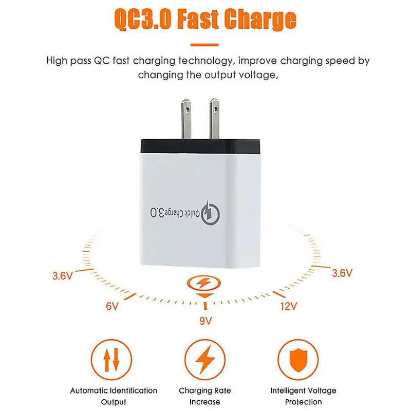 Универсальное сетевое зарядное устройство QC 3 0 с 4 портами USB А цветная умная