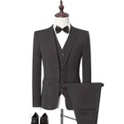 Свадебный смокинг для жениха для мужчин, костюмы из 3 предметов (пиджак + жилет + брюки), костюм с остроконечным лацканом, шитый по индивидуальному заказу блейзер для свадьбы