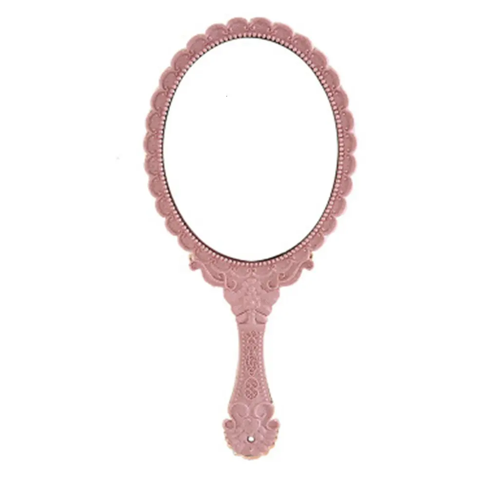 Pink Креативное ретро-зеркало для макияжа, портативное ручное кружево для зеркала, ручное зеркало - Цвет: Pink