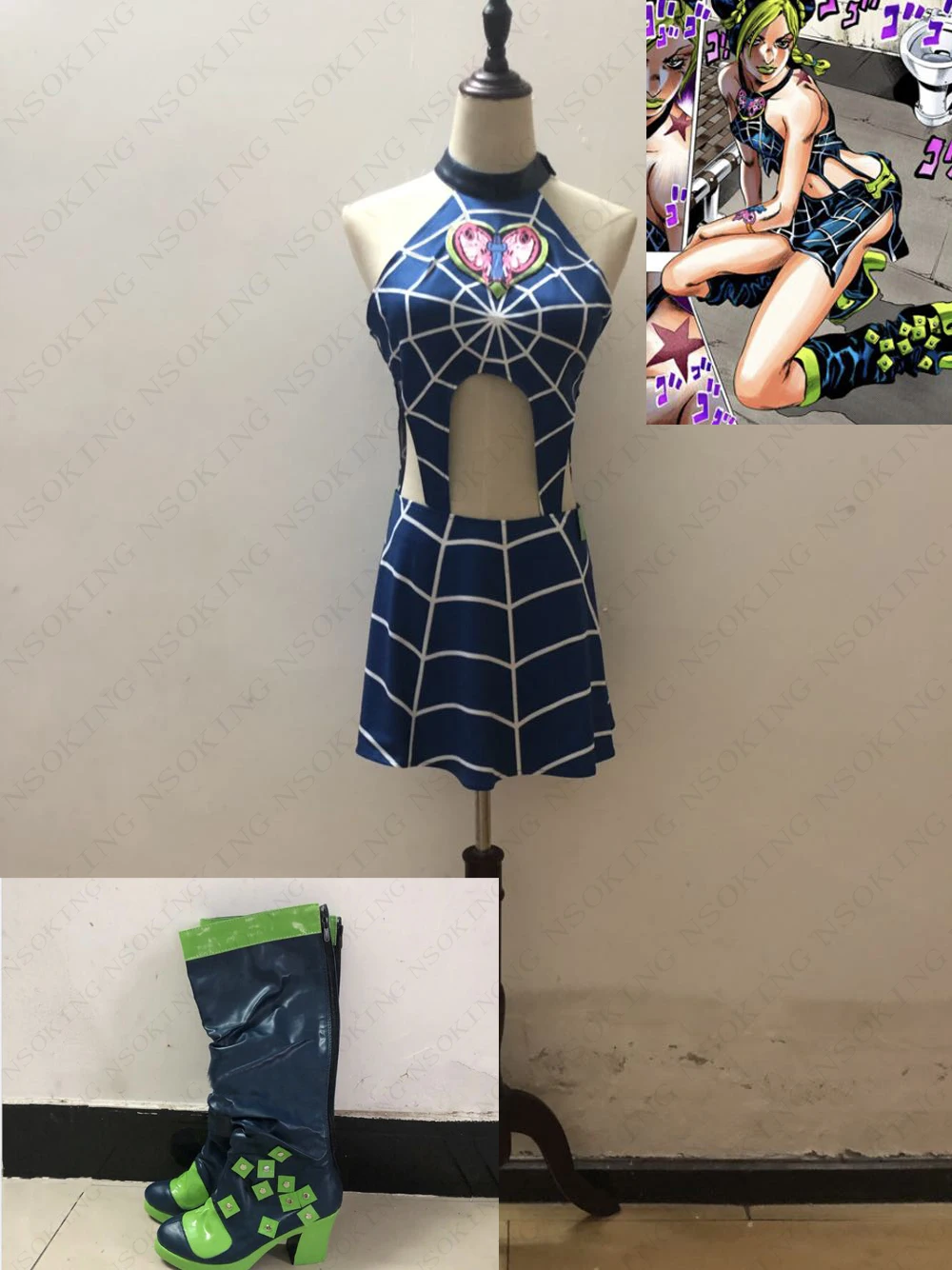 costume and shoes Аниме JoJo невероятное приключение Косплэй Jolyne Cujoh Kujo платье костюм на заказ - Цвет: costume and shoes