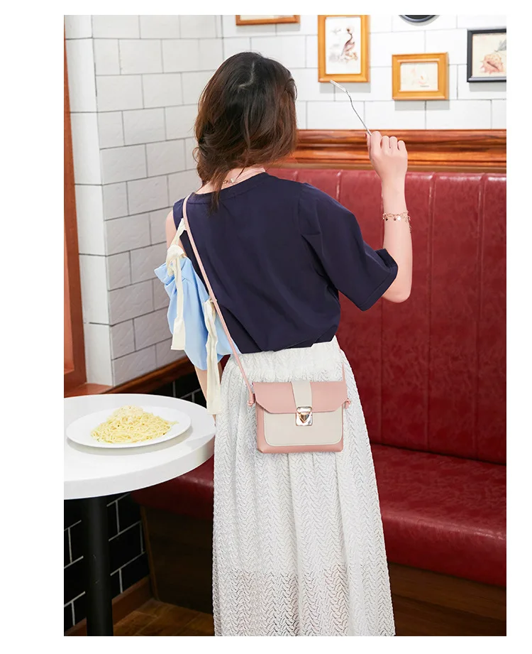 

2020 Japan and South Korea New Color Matching Women Bag Lock Casual Small Square Bags Shoulder Slung Bolsos Mujer Bolsa Feminina