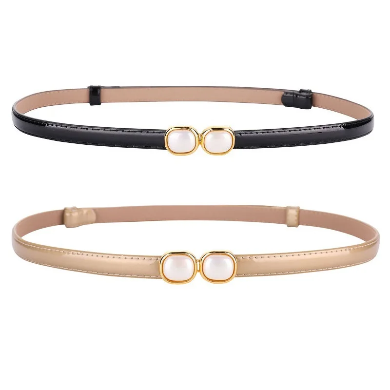 

Ремень кожаный женский, регулируемый пояс с украшением в стиле Джокер, с жемчугом, украшенный платьем