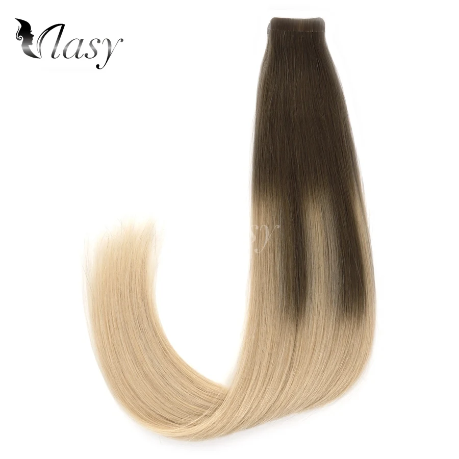 Vlasy 100% Человеческие волосы Remy на ленте для наращивания светильник кофе и крем