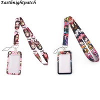e2698 anime lanyard keychain keys badge id mobile phone rope neck straps with card holder cover
