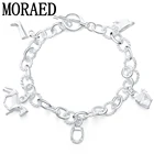 Женский браслет-цепочка из серебра 925 пробы с подвеской в виде лошади