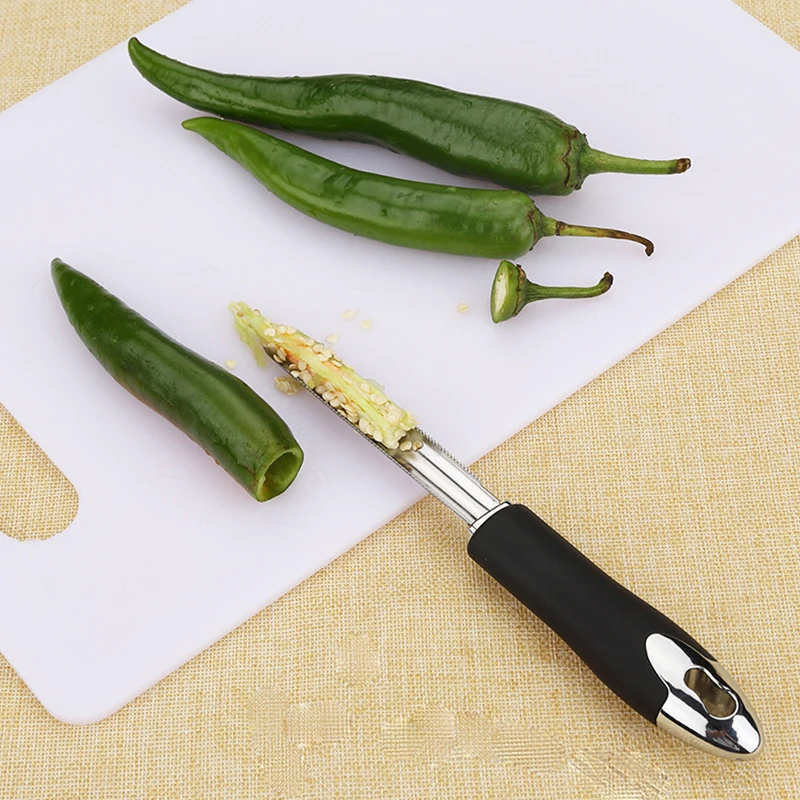 

Chili Pepper Corer Stainless Steel Zucchini Courgette Serrated Edge Corers